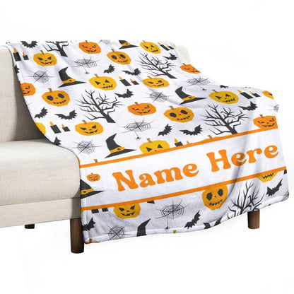 ️Custom Name with Pumpkin Blanket - Personalized Halloween Blanket