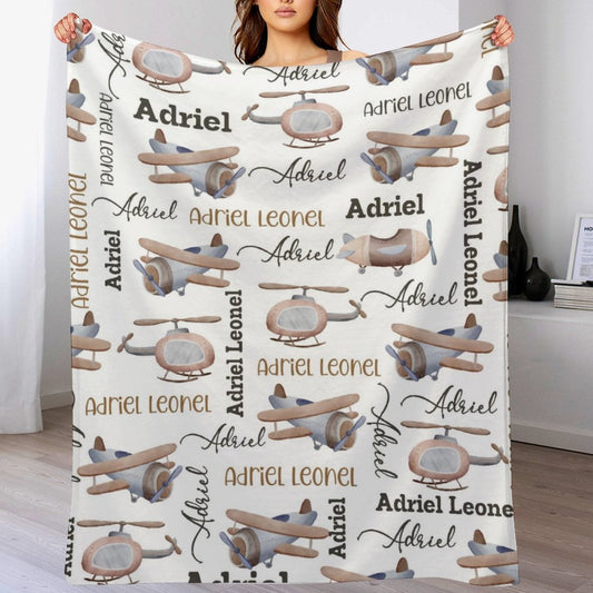 ️Personalized Name Airplanes Baby Blanket