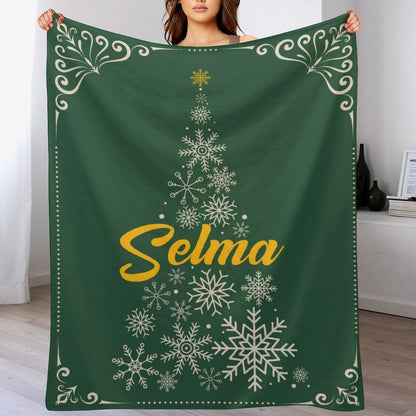️Personalized Custom Christmas Tree Shape Name Blanket