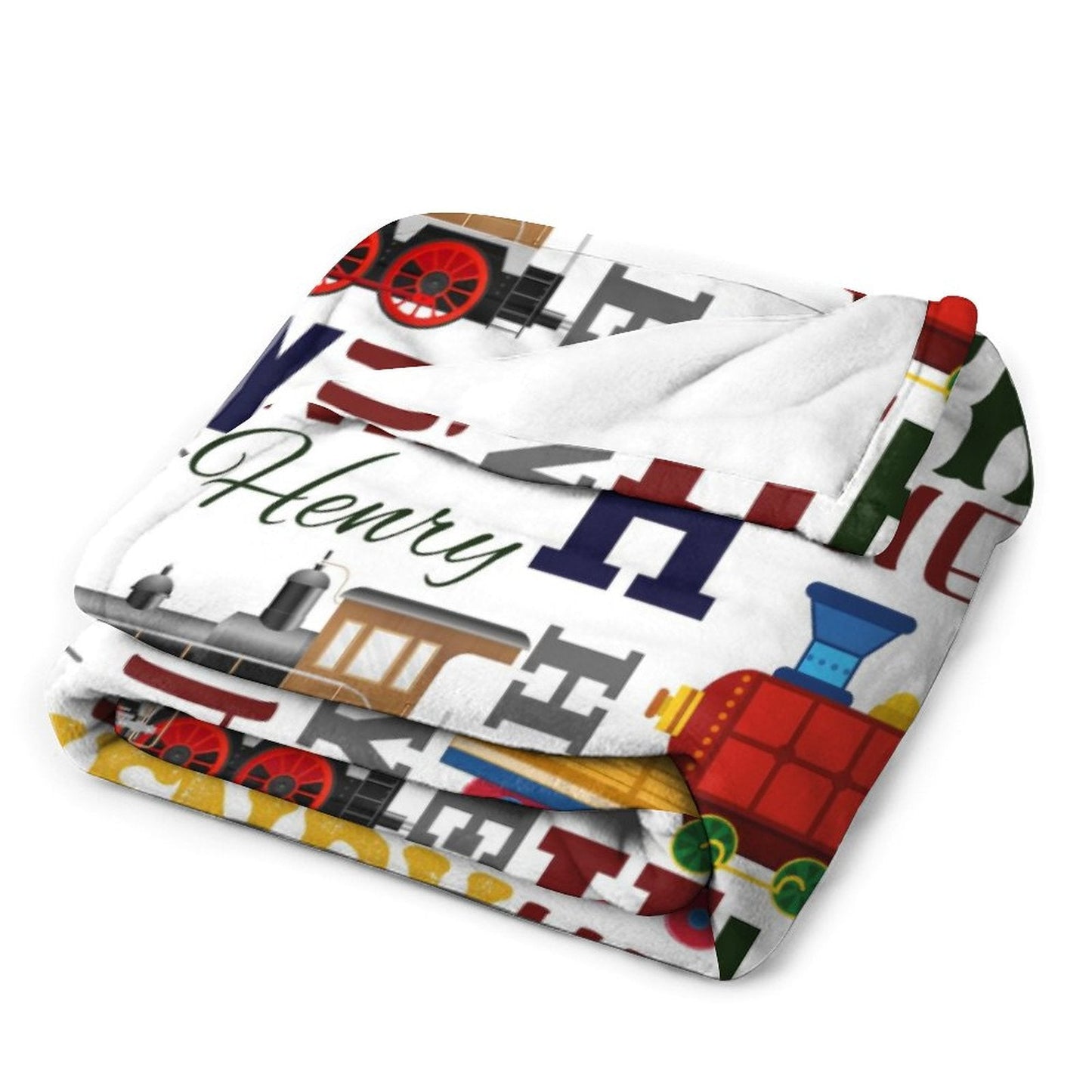 ️Personalized Train Themed Name Baby blanket