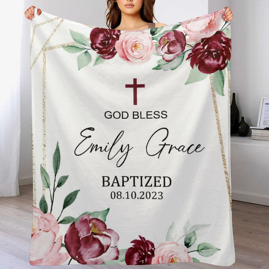 ️Personalized Baptism God Bless Name Blanket