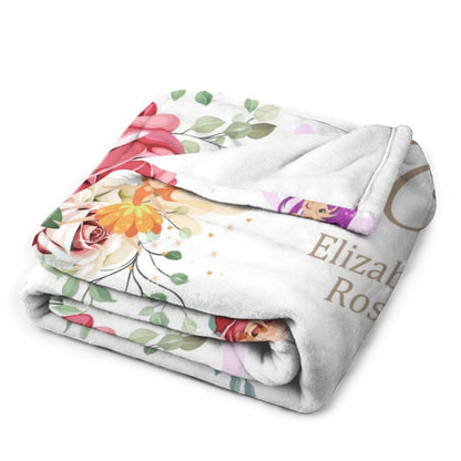 ️Personalized Custom Name Baby Blanket-Flower Fairy Garden