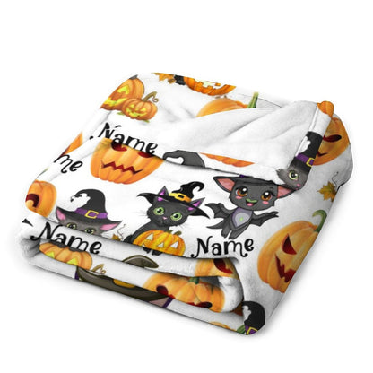 ️Personalized Custom Name Halloween Blanket For Kids Baby Family