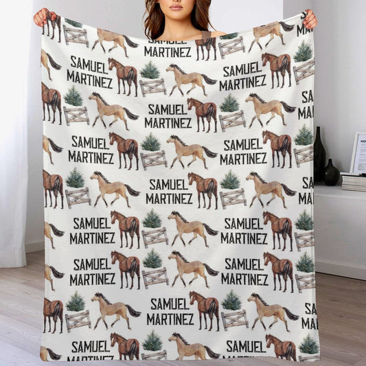 ️Personalized Swaddle Equestrian Baby Blanket - Horse