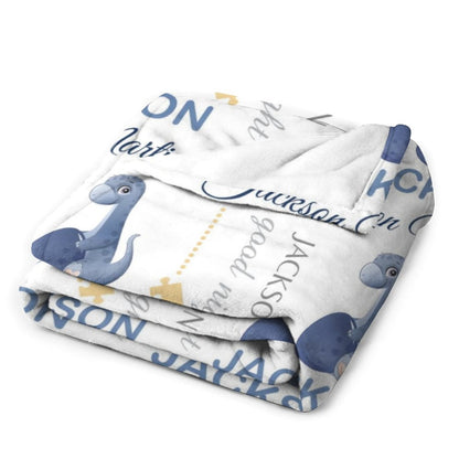 ️Personalized Baby Blankets for Boys with Name -Baby Dinosaur Theme