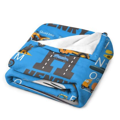 ️Personalized Engineering Vehicle Kids Blanket with Initials