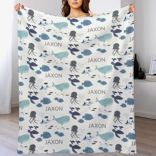 ️Personalized Oceania Whale Baby Name Blanket