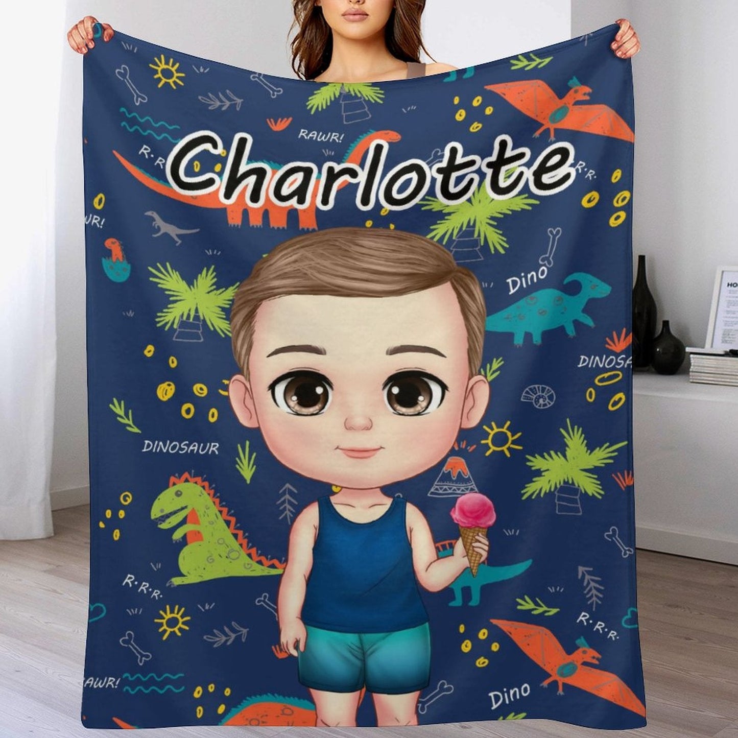 ️Playful Background - Personalized Custom Blanket - Gift For Kids, Gift For Family, Christmas Gift