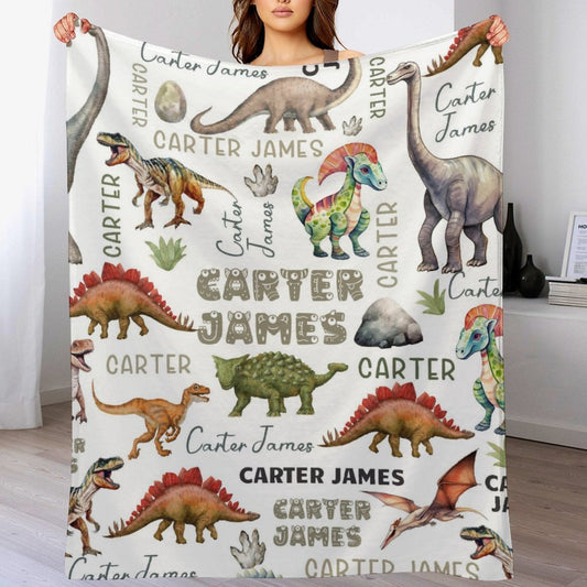 ️Personalized Dinosaur Baby Blanket-Customized Name for Kids