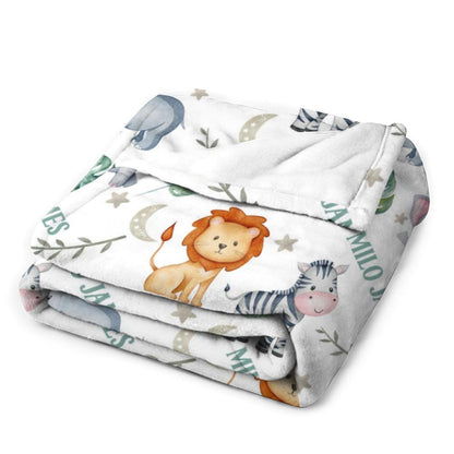️Safari Animals Personalized Baby Name Blanket