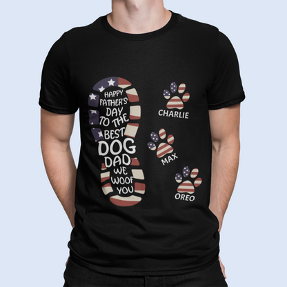 Happy Father's Day To The Best Dog Dad Paw Print - Gift for Dad, Personalized Unisex T-Shirt