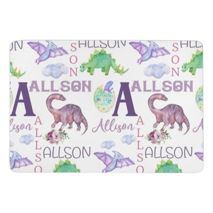 Personalized Name Dinosaur Decorative Mat - Gifts for Kids - Yulaki