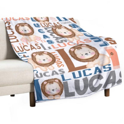 Personalized Name Lion Baby Blanket - Gifts for Kids - Yulaki