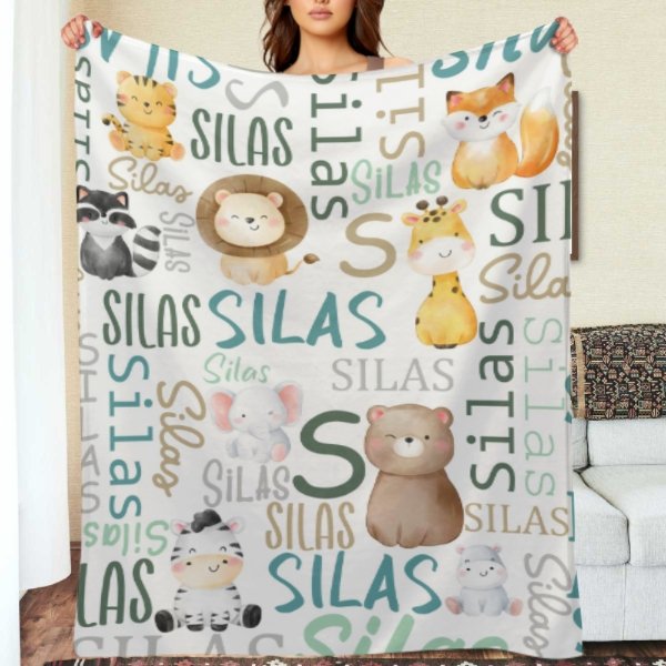 Personalized Woodland Animals Baby Blanket - Birthday Gifts for Baby Kids - Yulaki