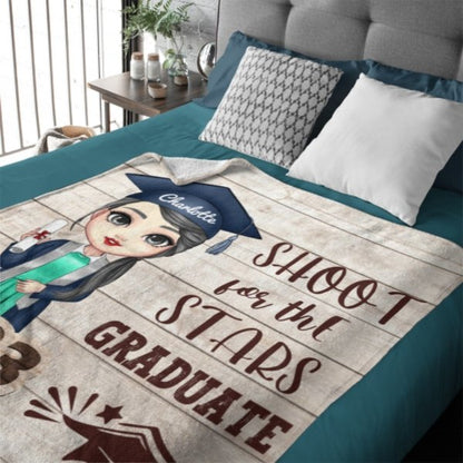 Shoot For The Stars Graduate - Personalized Blanket - Yulaki