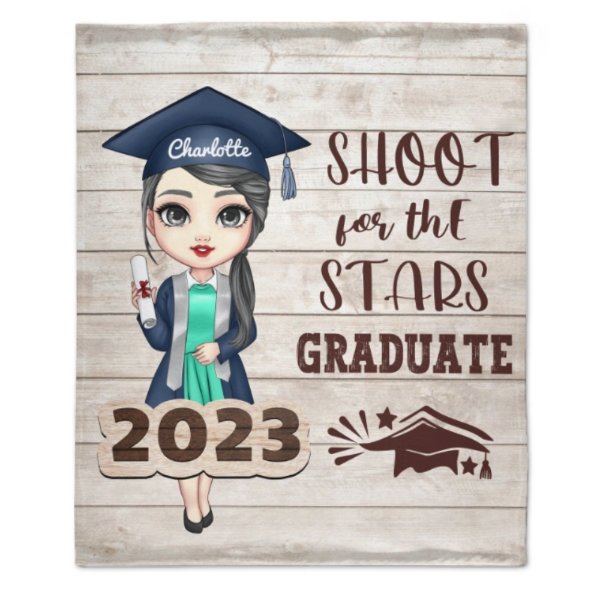 Shoot For The Stars Graduate - Personalized Blanket - Yulaki