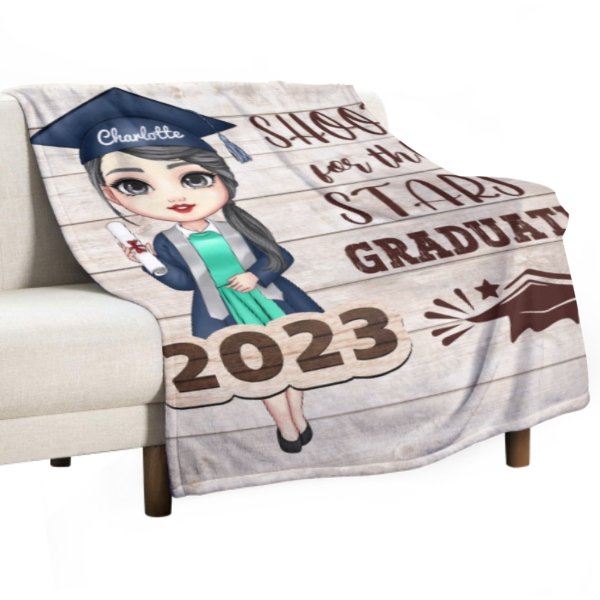 Shoot For The Stars Graduate - Personalized Blanket - Yulaki