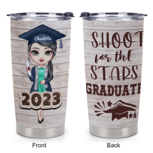 Shoot For The Stars Graduate - Personalized Tumblers - Yulaki