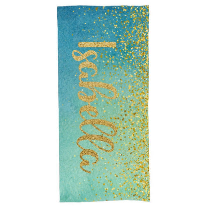 Sparkling Gold Name Personalized Beach Towel - Vacation Gift - Yulaki