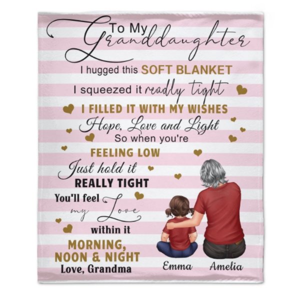 Stripe Pattern To My Granddaughter Grandson Grandchildren Personalized Fleece Blanket - Yulaki