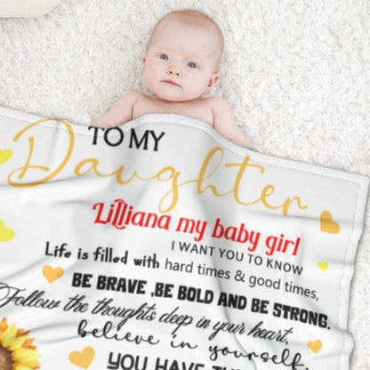 Sunflower Custom Name Blanket-Gift for Daughter - Yulaki