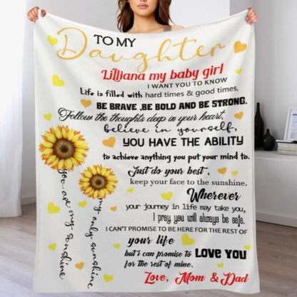 Sunflower Custom Name Blanket-Gift for Daughter - Yulaki