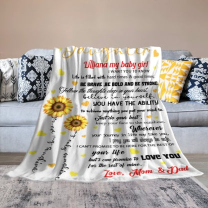 Sunflower Custom Name Blanket-Gift for Daughter - Yulaki