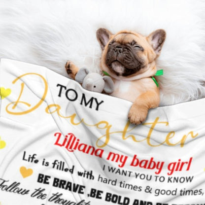 Sunflower Custom Name Blanket-Gift for Daughter - Yulaki