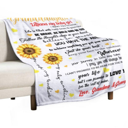 Sunflower Custom Name Blanket-Gift for Granddaughter - Yulaki