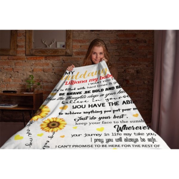 Sunflower Custom Name Blanket-Gift for Granddaughter - Yulaki