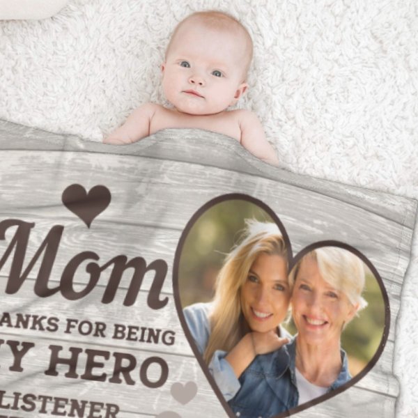 Thank You For Simply Being There Every Time - Upload Image, Gift For Mom, Personalized Blanket - Yulaki