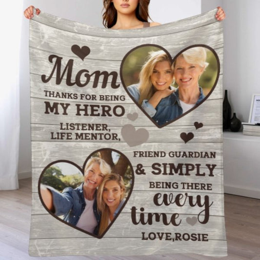 Thank You For Simply Being There Every Time - Upload Image, Gift For Mom, Personalized Blanket - Yulaki