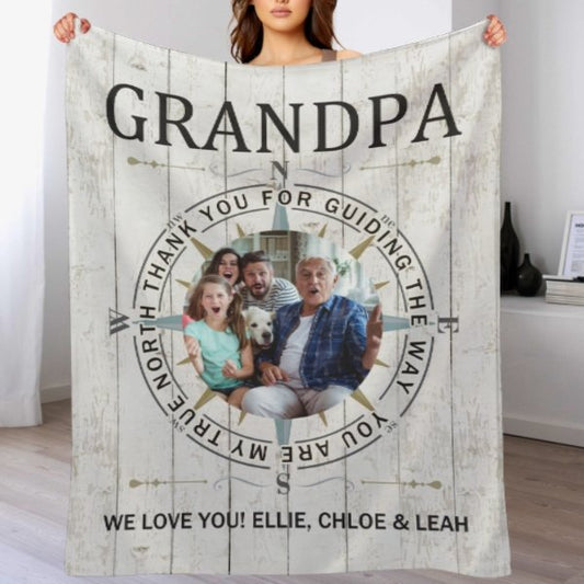 True North Custom Photo Blanket - Gift for Grandpa - Yulaki