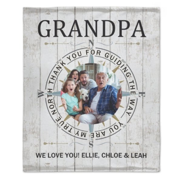 True North Custom Photo Blanket - Gift for Grandpa - Yulaki