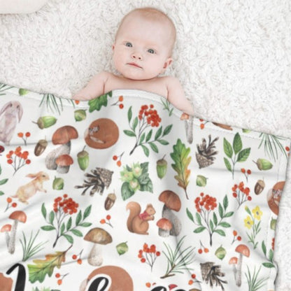 Vintage Forest Custom Name Blanket - Gifts for Baby - Yulaki
