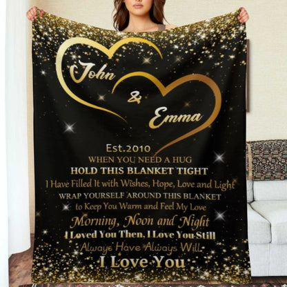 When You Need A Hug - Couple Personalized Custom Blanket - Valentine Gift For Husband Wife, Anniversary - Yulaki