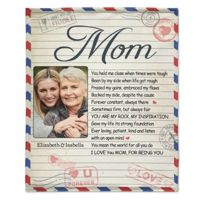 You're My Rock And My Inspiration - Upload Image, Gift For Mom, Personalized Blanket - Yulaki
